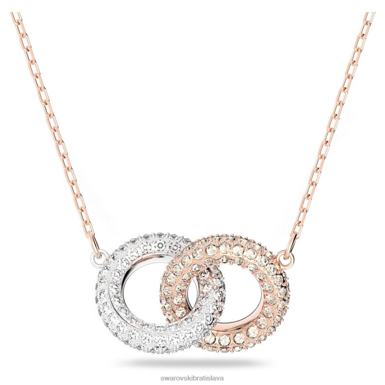 kamenny_nahrdelnik_prepletene_kruhy_biele_pozlatene_ruzovym_zlatom_b8znt18_swarovski_sperky.jpg kamenný náhrdelník prepletené kruhy, biele, pozlátené ružovým zlatom B8ZNT18 Swarovski šperky - Image 1