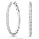 kamienkové kruhové náušnice dlažba, biela, rhodiovaná B8ZNT871 Swarovski šperky