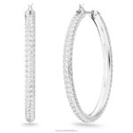 kamienkové kruhové náušnice dlažba, biela, rhodiovaná B8ZNT871 Swarovski šperky - Image 5
