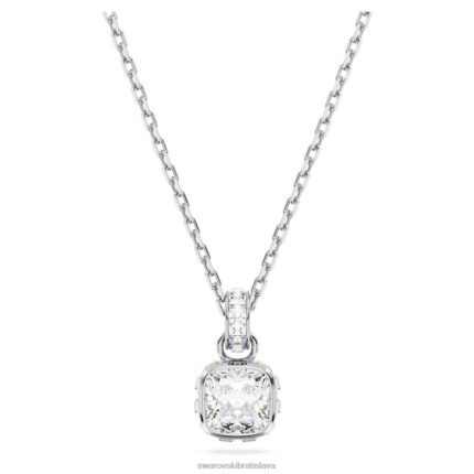 kamienkový prívesok hranatý výbrus apríl, biely, rhodiovaný B8ZNT192 Swarovski šperky