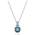 kamienkový prívesok hranatý výbrus decembrový, modrý, rhodiovaný B8ZNT195 Swarovski šperky