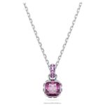 kamienkový prívesok hranatý výbrus február, ružové, rhodiované B8ZNT211 Swarovski šperky