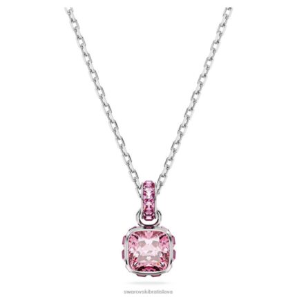 kamienkový prívesok hranatý výbrus október, ružová, rhodiovaná B8ZNT196 Swarovski šperky