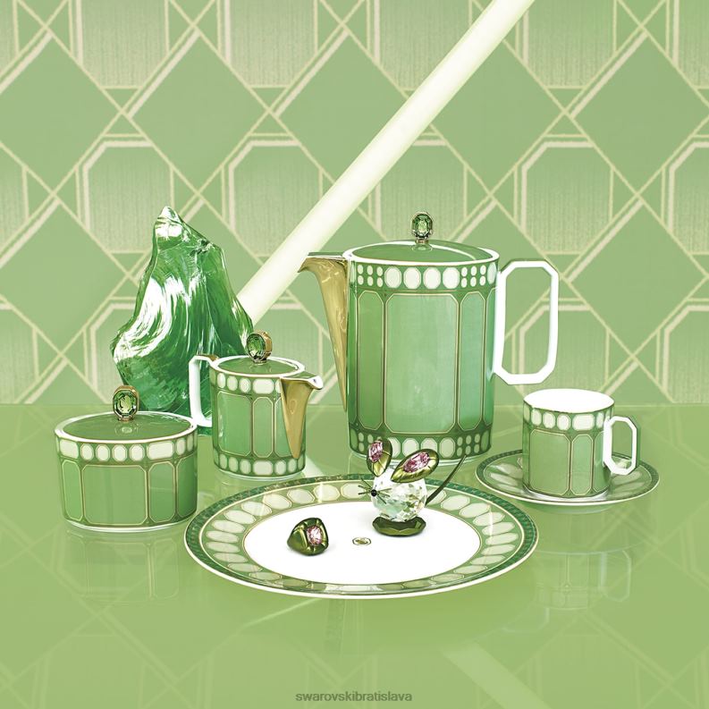 kávová šálka signum s podšálkou porcelán, zelená B8ZNT1729 Swarovski dekorácie - Image 2