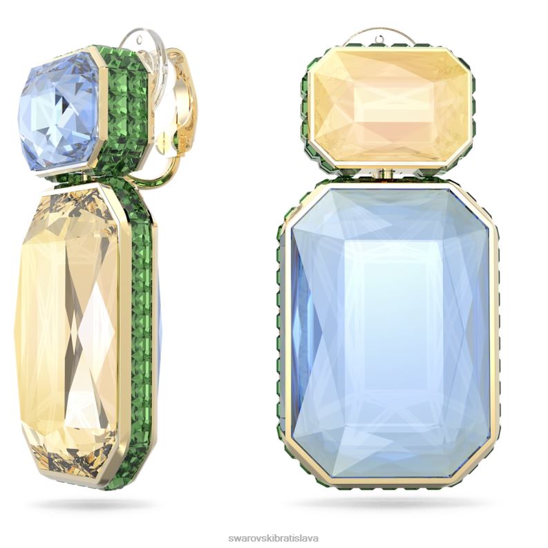 klipové náušnice orbita asymetrický dizajn, osemhranný strih, viacfarebný, pozlátený B8ZNT943 Swarovski šperky - Image 3