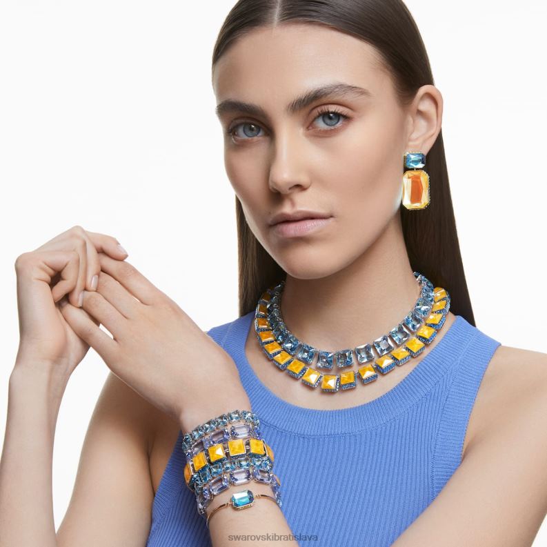 klipové náušnice orbita asymetrický dizajn, osemhranný strih, viacfarebný, pozlátený B8ZNT943 Swarovski šperky - Image 6