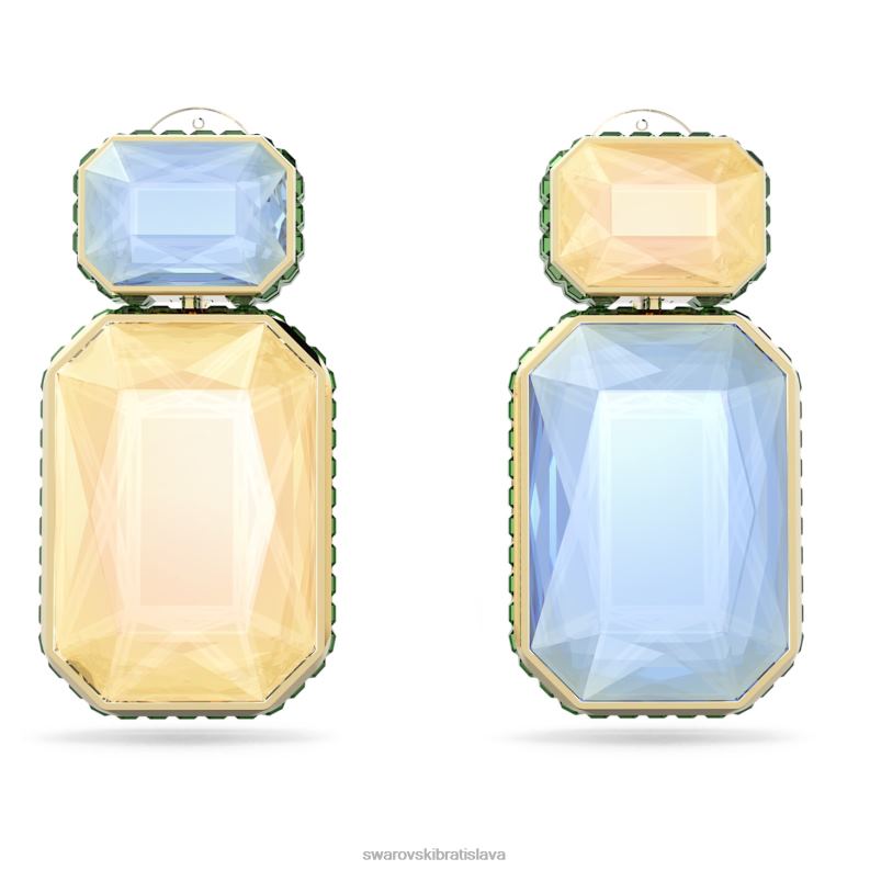 klipové náušnice orbita asymetrický dizajn, osemhranný strih, viacfarebný, pozlátený B8ZNT943 Swarovski šperky - Image 1