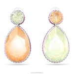 klipové náušnice orbita asymetrický dizajn, padací strih, viacfarebné, rhodiované B8ZNT957 Swarovski šperky