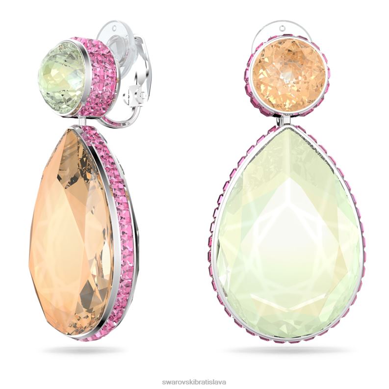 klipové náušnice orbita asymetrický dizajn, padací strih, viacfarebné, rhodiované B8ZNT957 Swarovski šperky - Image 3