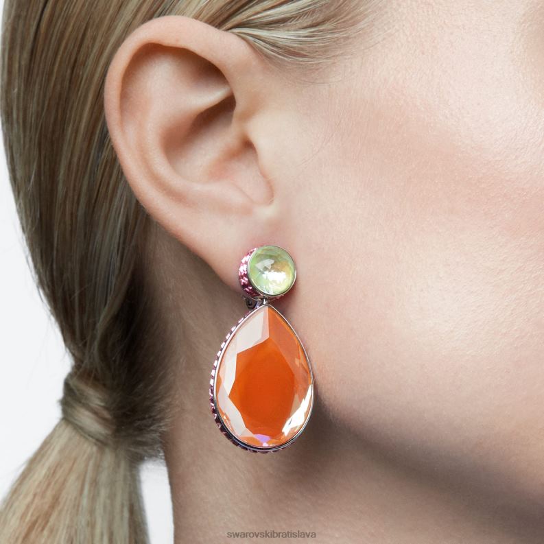 klipové náušnice orbita asymetrický dizajn, padací strih, viacfarebné, rhodiované B8ZNT957 Swarovski šperky - Image 6