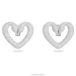 klipsové náušnice srdce, biele, rhodiované B8ZNT952 Swarovski šperky