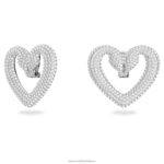 klipsové náušnice srdce, biele, rhodiované B8ZNT952 Swarovski šperky - Image 3