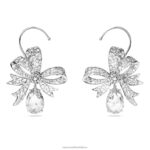 klipsové náušnice volta mašlička, biela, rhodiovaná B8ZNT959 Swarovski šperky