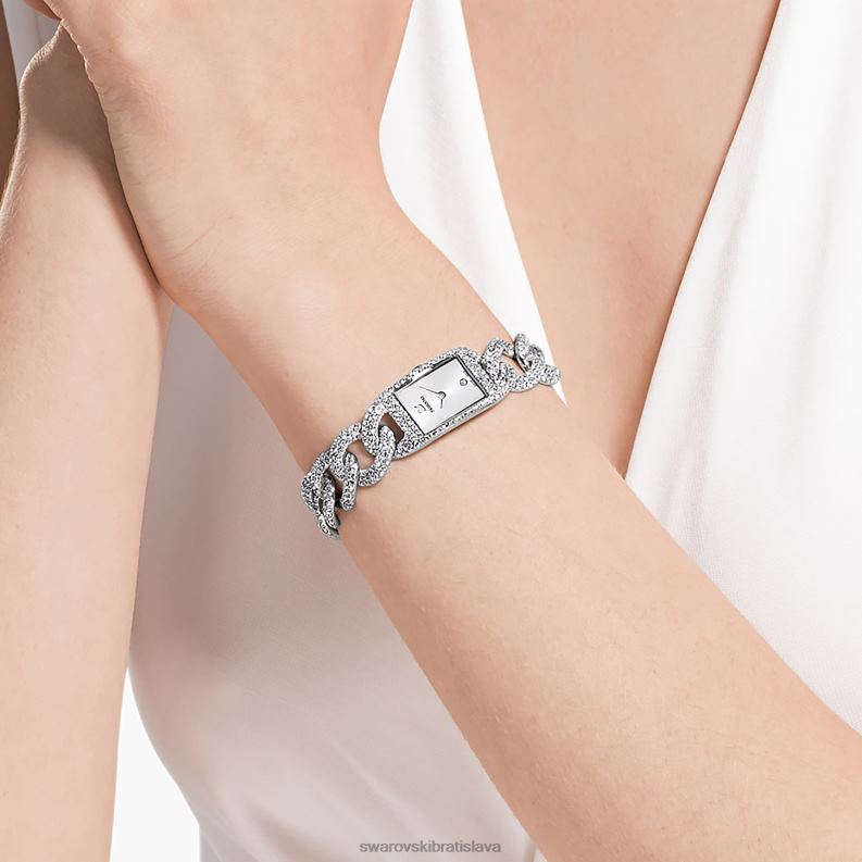 koktailové hodinky swis made, full pave, kovový náramok, strieborný tón, nerez B8ZNT1227 Swarovski príslušenstvo - Image 2