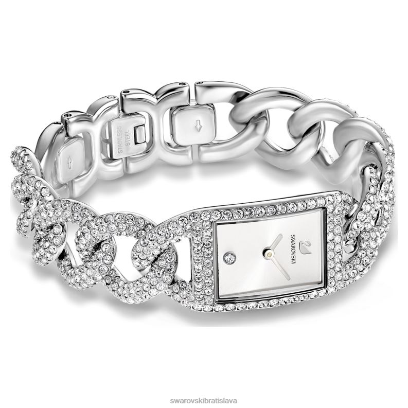 koktailové hodinky swis made, full pave, kovový náramok, strieborný tón, nerez B8ZNT1227 Swarovski príslušenstvo - Image 4