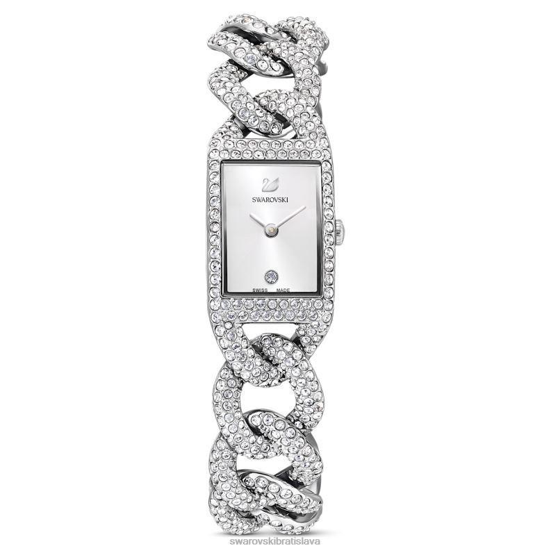 koktailové hodinky swis made, full pave, kovový náramok, strieborný tón, nerez B8ZNT1227 Swarovski príslušenstvo - Image 1