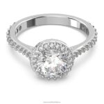 koktailový prsteň constella kruhový rez, dlažba, biela, rhodiovaná B8ZNT985 Swarovski šperky