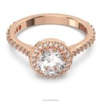 koktailový prsteň constella okrúhly výbrus, dlažba, biela, pozlátená ružovým zlatom B8ZNT986 Swarovski šperky