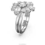koktailový prsteň gema zmiešané rezy, kvet, biela, rhodiované B8ZNT1084 Swarovski šperky - Image 3