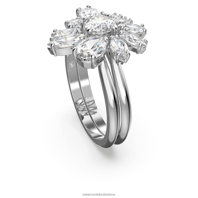 koktailový prsteň gema zmiešané rezy, kvet, biela, rhodiované B8ZNT1084 Swarovski šperky - Image 4