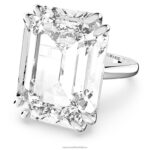 koktailový prsteň mesmera osemhranný výbrus, biely, rhodiovaný B8ZNT1029 Swarovski šperky