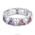 koktailový prsteň ortyx trojuholníkový strih, fialová, rhodiovaná B8ZNT1058 Swarovski šperky