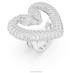 koktailový prsteň srdce, biele, rhodiované B8ZNT1069 Swarovski šperky - Image 3
