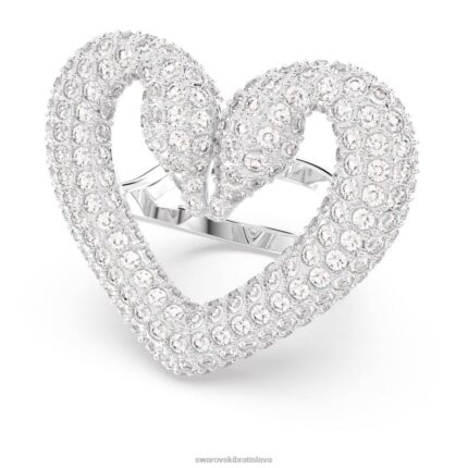 koktailový prsteň srdce, biele, rhodiované B8ZNT1069 Swarovski šperky