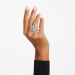 koktailový prsteň volta mašlička, biela, rhodiovaná B8ZNT1067 Swarovski šperky - Image 2