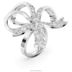 koktailový prsteň volta mašlička, biela, rhodiovaná B8ZNT1067 Swarovski šperky - Image 3