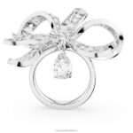 koktailový prsteň volta mašlička, biela, rhodiovaná B8ZNT1067 Swarovski šperky - Image 5