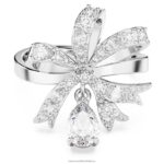 koktailový prsteň volta mašlička, biela, rhodiovaná B8ZNT1071 Swarovski šperky