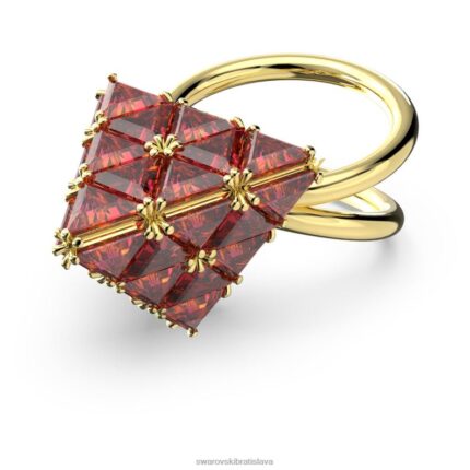 kokteilový prsteň curiosa trojuholníkový strih, červený, pozlátený B8ZNT1062 Swarovski šperky