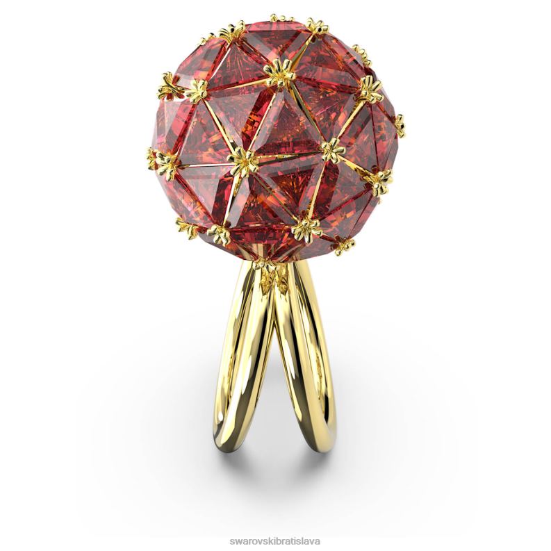 kokteilový prsteň curiosa trojuholníkový strih, okrúhly tvar, červený, pozlátený B8ZNT1075 Swarovski šperky - Image 4