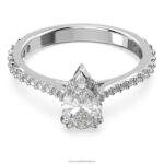 koktejlový prsteň milenia hruška rezaná, dláždená, biela, rhodiovaná B8ZNT981 Swarovski šperky