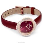 krištáľové kvetinové hodinky švajčiarska výroba, kožený remienok, červený povrch v ružovom zlate B8ZNT1201 Swarovski príslušenstvo - Image 4