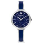krištáľové rozkošné hodinky švajčiarska výroba, kovový náramok, modrý, nehrdzavejúca oceľ B8ZNT1222 Swarovski príslušenstvo