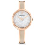 krištáľové rozkošné hodinky švajčiarska výroba, kovový náramok, sivá, povrchová úprava ružové zlato B8ZNT1174 Swarovski príslušenstvo