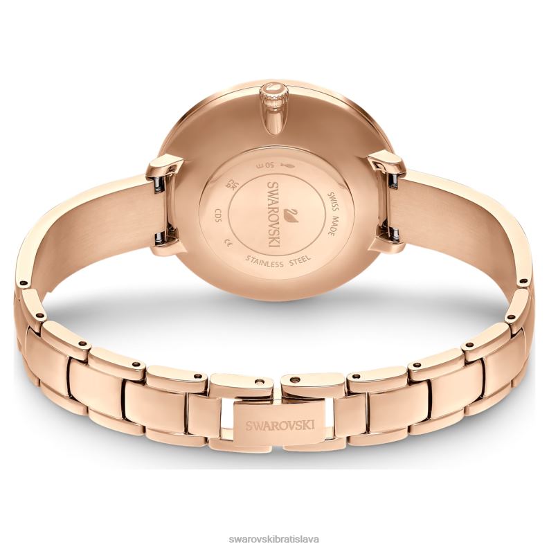 krištáľové rozkošné hodinky švajčiarska výroba, kovový náramok, sivá, povrchová úprava ružové zlato B8ZNT1174 Swarovski príslušenstvo - Image 4