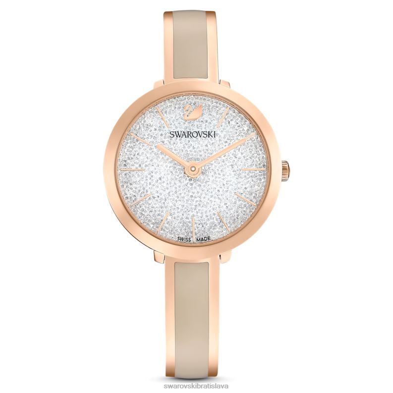 krištáľové rozkošné hodinky švajčiarska výroba, kovový náramok, sivá, povrchová úprava ružové zlato B8ZNT1174 Swarovski príslušenstvo - Image 1