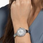 krištáľové ružové hodinky švajčiarska výroba, kovový náramok, strieborný tón, nehrdzavejúca oceľ B8ZNT1247 Swarovski príslušenstvo - Image 2