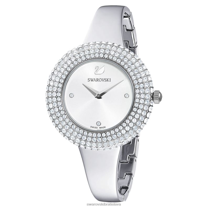 krištáľové ružové hodinky švajčiarska výroba, kovový náramok, strieborný tón, nehrdzavejúca oceľ B8ZNT1247 Swarovski príslušenstvo - Image 5