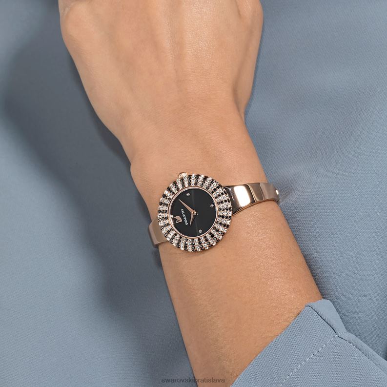 krištáľové ružové hodinky švajčiarsky kovový náramok, čierny, povrchová úprava ružové zlato B8ZNT1162 Swarovski príslušenstvo - Image 2