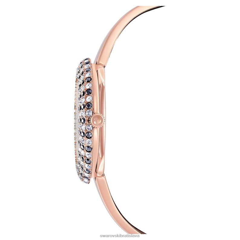 krištáľové ružové hodinky švajčiarsky kovový náramok, čierny, povrchová úprava ružové zlato B8ZNT1162 Swarovski príslušenstvo - Image 4
