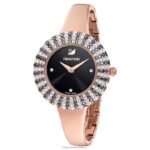 krištáľové ružové hodinky švajčiarsky kovový náramok, čierny, povrchová úprava ružové zlato B8ZNT1162 Swarovski príslušenstvo - Image 6