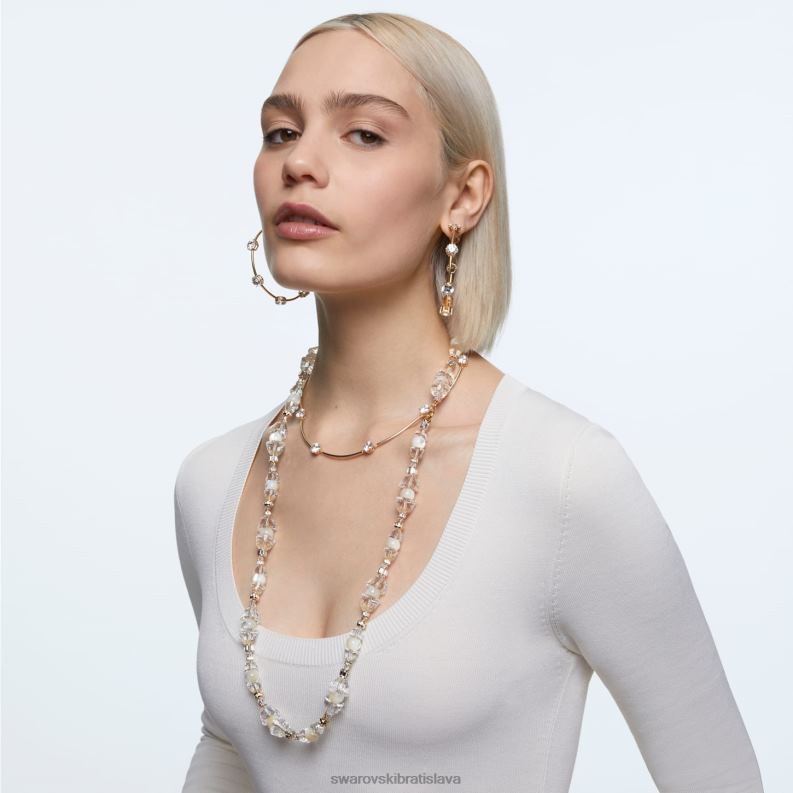 kruhové náušnice constella okrúhly výbrus, biely, lesklý pozlátený B8ZNT917 Swarovski šperky - Image 4