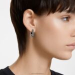 kruhové náušnice dextera osemuholníkový tvar, čierna, ruténiová B8ZNT899 Swarovski šperky - Image 2