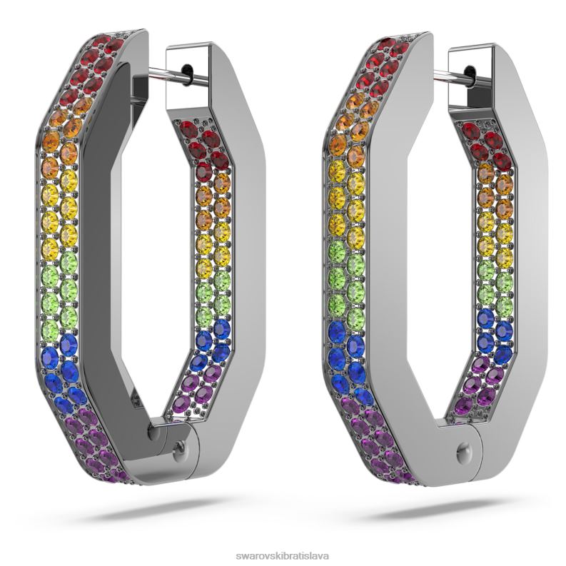 kruhové náušnice dextera osemuholníkový tvar, viacfarebné, potiahnuté ruténiom B8ZNT865 Swarovski šperky - Image 4