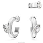 kruhové náušnice dextera s manžetou na uši hruškový rez, biely, rhodiovaný B8ZNT399 Swarovski šperky