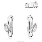 kruhové náušnice dextera s manžetou na uši hruškový rez, biely, rhodiovaný B8ZNT399 Swarovski šperky - Image 3